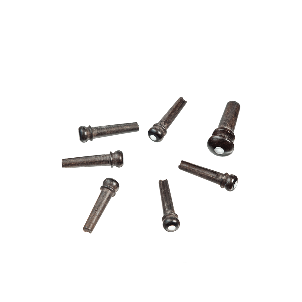 D'Addario Premium Grade Bridge Pins, Ebony w/Pearl, Set of 6 with Endp