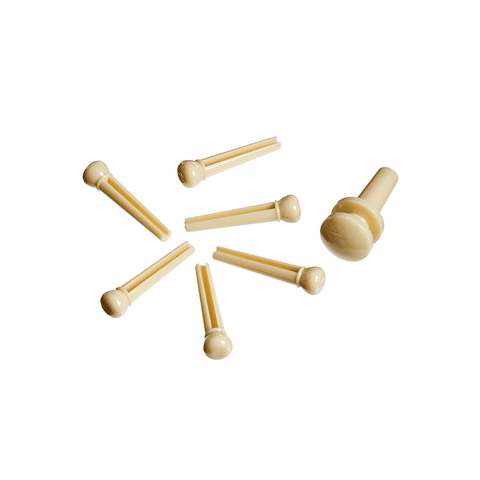 D'Addario Bridge Pins, Molded Plastic, Ivory, Set of 7 with Endpin