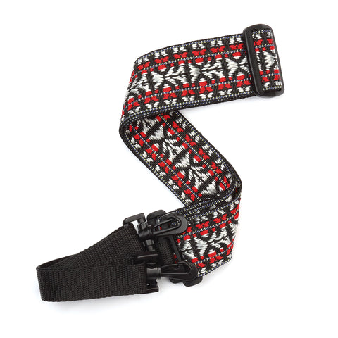 D'Addario Woven Banjo Strap, Hootenanny, Red and Silver