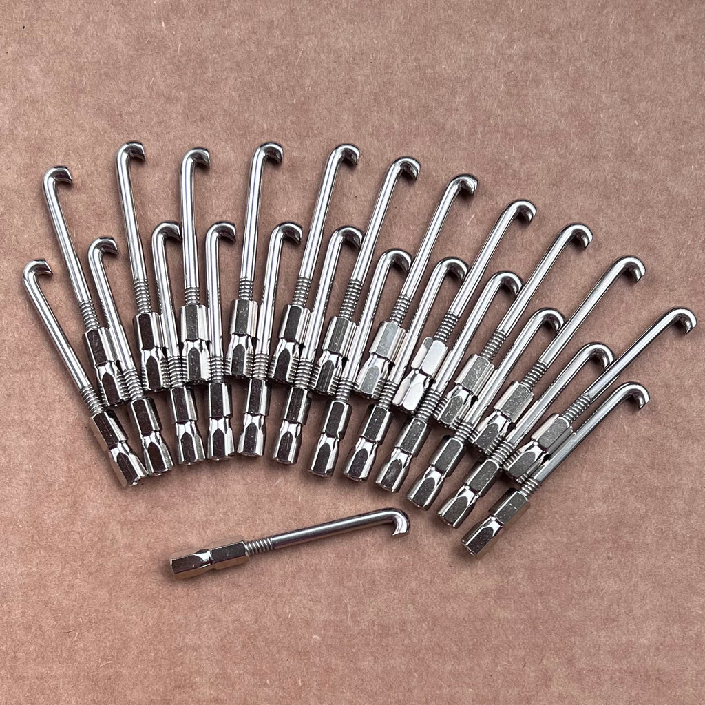 Prucha Round Hooks & Nuts, Set of 24, Nickel Plated – Sullivan Banjo Co. * DC Calls