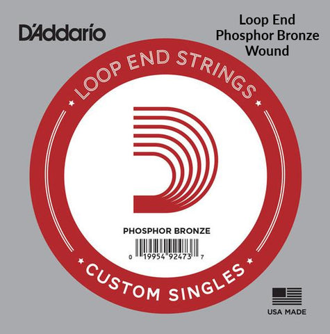 D'Addario Single String, Phosphor Bronze Wound, Loop End
