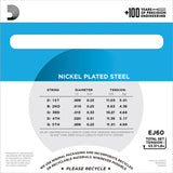 D'Addario EJ60 Banjo Strings, 5-String, Light, Nickel, 9-20