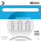 D'Addario EJ69B Banjo Strings, 5-String, Ball End, Light, Phosphor Bronze, 9-20