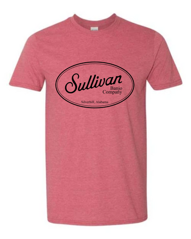 Sullivan Banjo Co. T-shirt, Vintage Oval Logo, Heather Cardinal