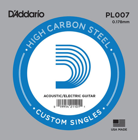 D'Addario Single String, Plain Steel, Ball End