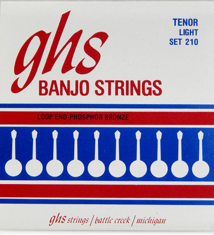 GHS 210 Banjo Strings, 4-String Tenor, Light, Phosphor Bronze, 9-28